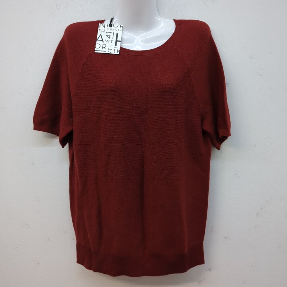 41 Hawthorn Knit Short Sleeve Pullover Women's Sweater Small Brick Red